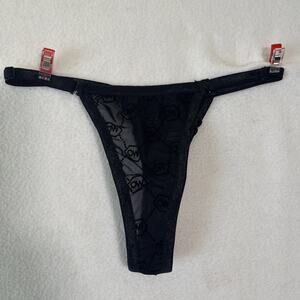 Women's Lace Mesh Risque Thong Black Size SM- NWT